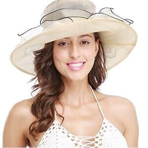 Bellady Women's Organza Church Wide Brim Tea Party Kentucky Derby Hat NWOT